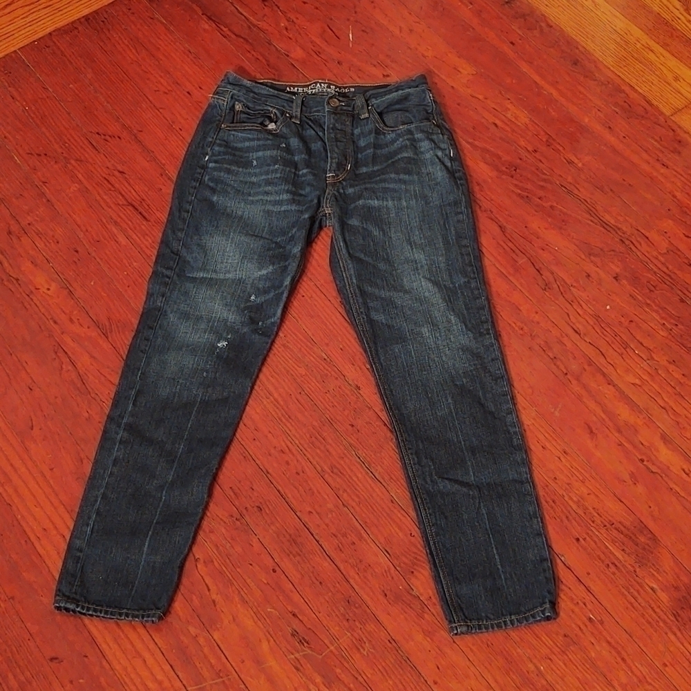 American Eagle Dark Wash Distressed Vintage Hi-Rise Sz 2